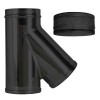 Convesa Twin Wall Flue 150mm Tee 135° C/W Plug Black