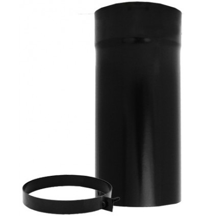 Black Matt Solid Flue Stove Pipe 150mm 200-330mm Adjustable