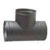 Black Matt Solid Flue Stove Pipe Tee & Access Plug 125mm X 90°