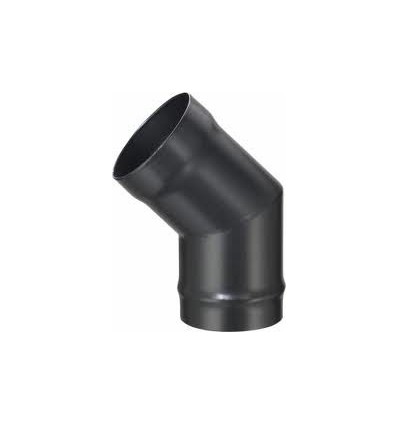 Black Matt Solid Flue Stove Pipe Bend 125mm X 45°