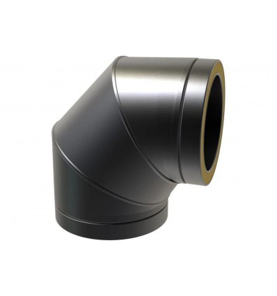 Black Twin Wall Flue Pipe 125mm 90° Bend