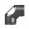 Black Gloss Solid Flue Stove Pipe Bend With Door 125mm X 90°