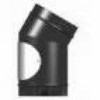 Black Gloss Solid Flue Stove Pipe Bend With Door 125mm X 45°